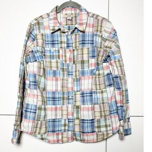 L.L.Bean Madras Plaid Button Down Shirt Size Small Preppy Old Money Granola